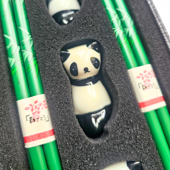 Esstäbchen 4er-Set Panda Stäbchen und Stäbchenhalter