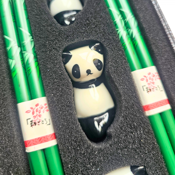 Esstäbchen 4er-Set Panda Stäbchen und Stäbchenhalter
