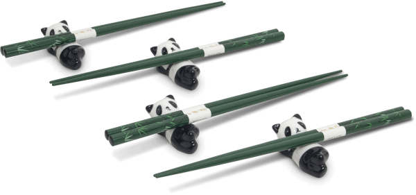Esstäbchen 4er-Set Panda Stäbchen und Stäbchenhalter