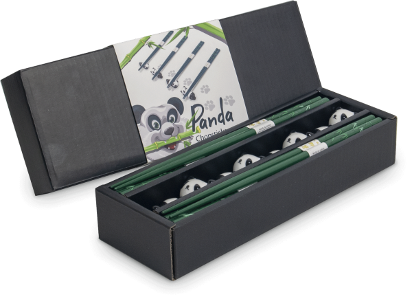 Esstäbchen 4er-Set Panda Stäbchen und Stäbchenhalter